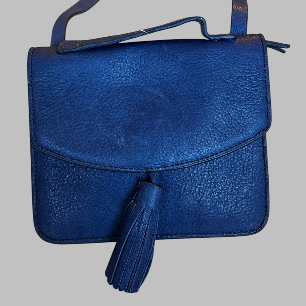 NWT Lucky Brand Crossbody Mini Bag Purse Royal Blue Tassel Two Compartment